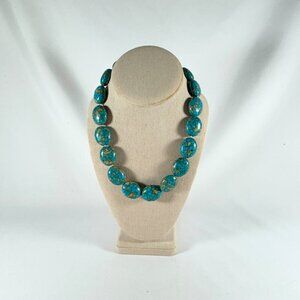 18 IN INCH FAUX TURQUOISE NECKLACE.